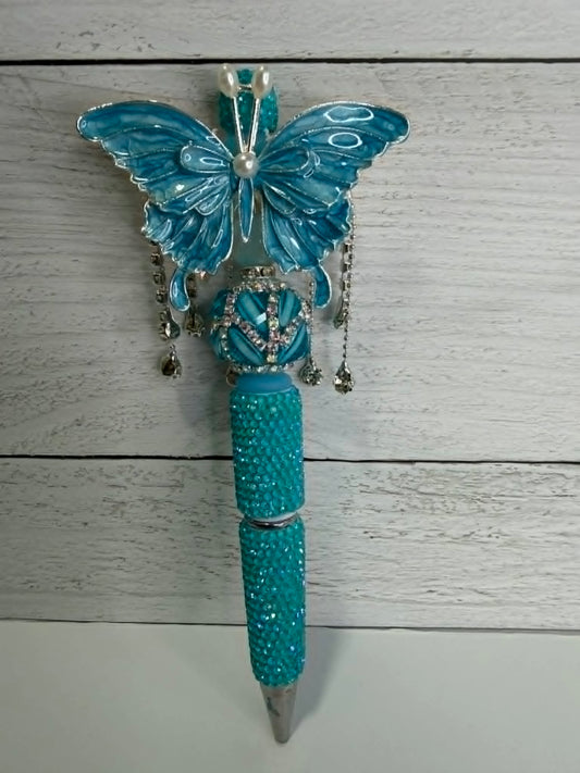 Blue Butterfly Beaded Pen