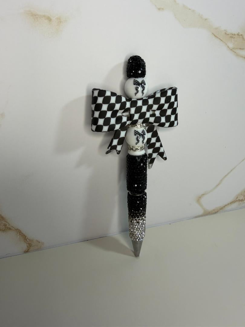 Black checkered bow