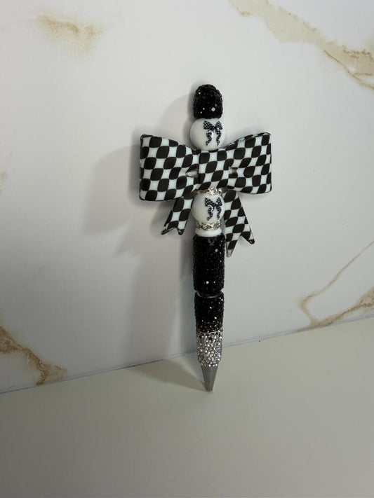 Black checkered bow