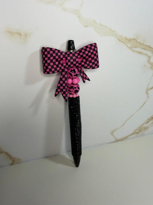 Pink checkered bow