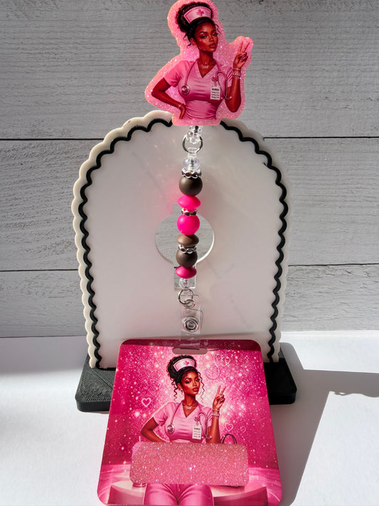 pink nurse name tag